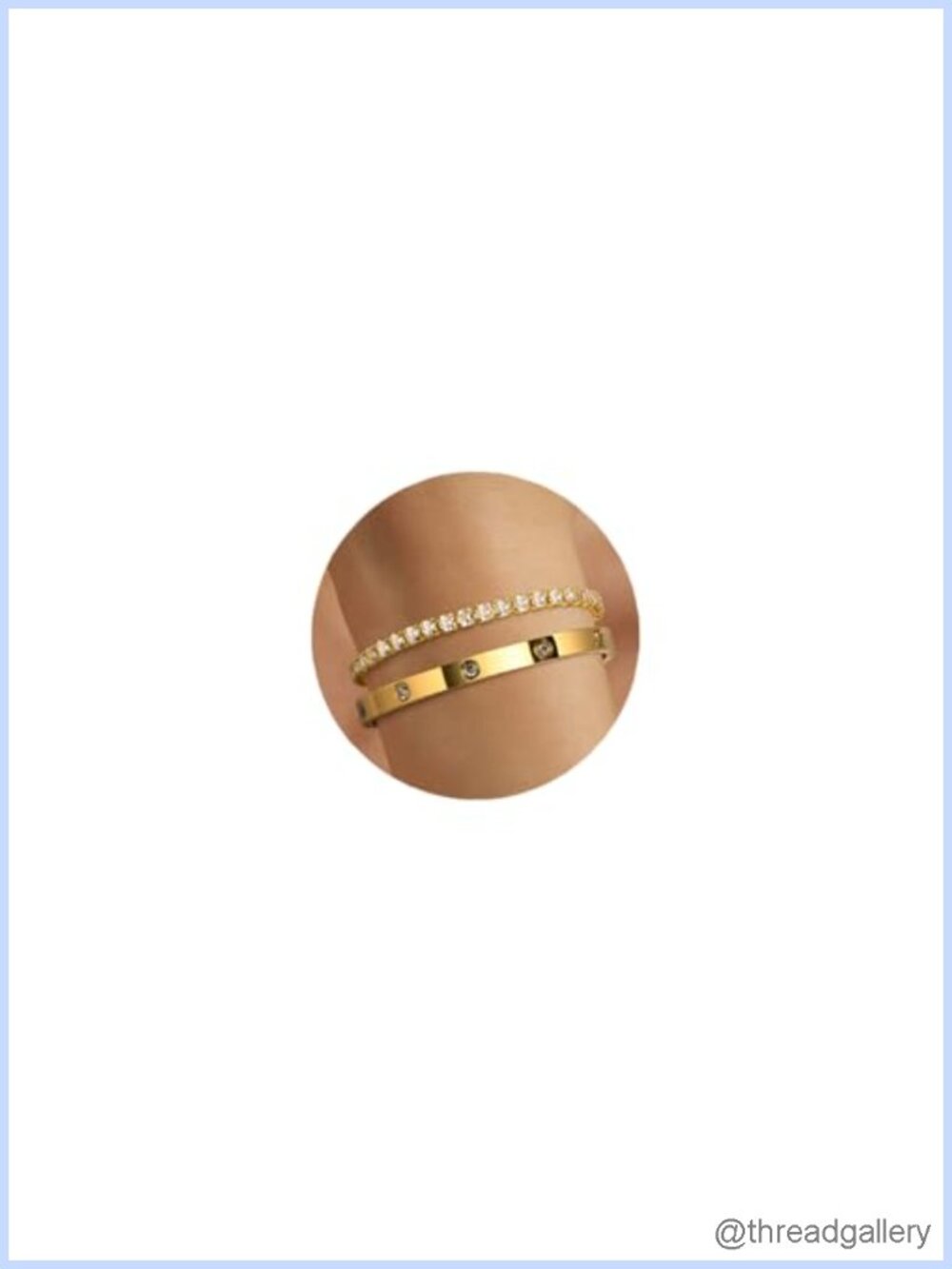 2PCS Gold Plated Bracelets Set for Women 18K CZ Tennis Bangle Non Tarnish